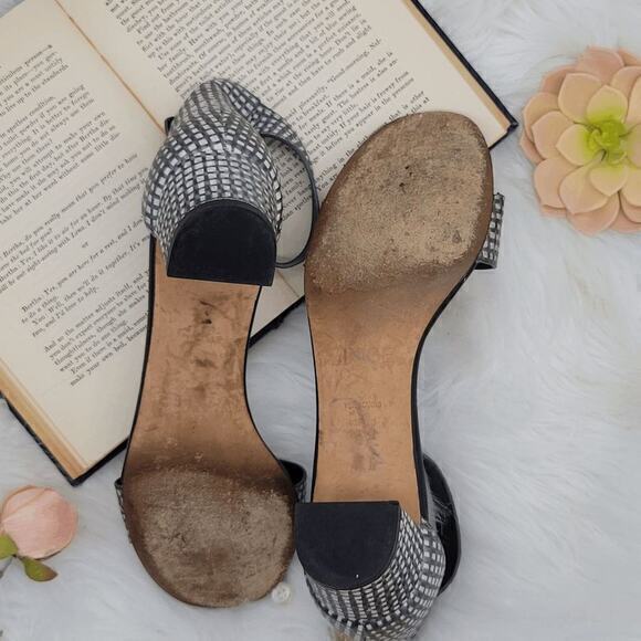 Vince Checkered Rita Block Heel Leather Sandals Size US 8M‎ EU 38 - Picture 12 of 12